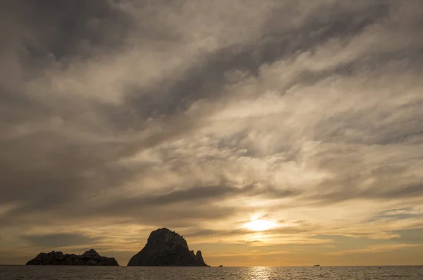 Zonsondergang Het Eiland Van Vedra Ibiza — Stockfoto