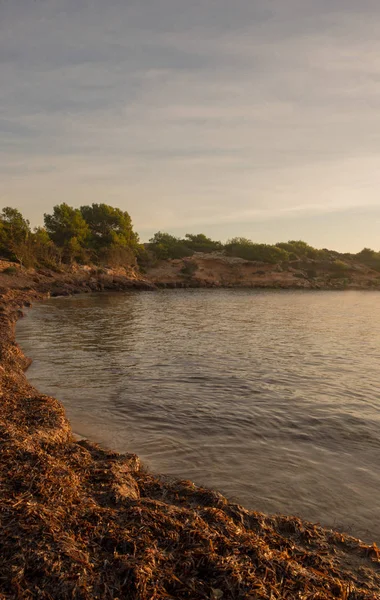 Sespanyol pláž v Ibiza za úsvitu, Baleárské ostrovy — Stock fotografie