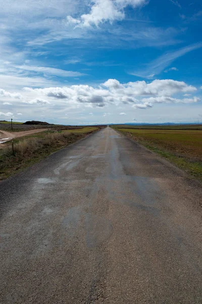 Camino por el campo de la provincia de Zaragoz — Foto de Stock