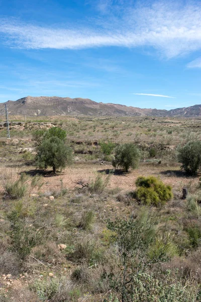 La vía verde de Lucainena bajo el cielo azul de Almería — Foto de Stock