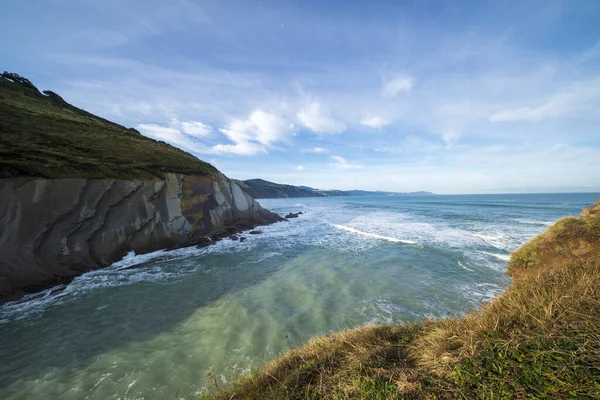 La costa de Zumaia en un día despejado — Foto de Stock