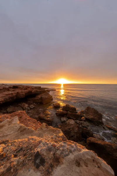 Sunrise on the beach of la renega in Oropesa — Stock Photo, Image