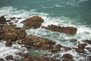 Gün batımında Zarautz 'daki sahil manzarası