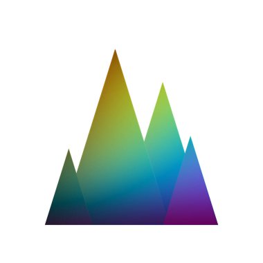 Çok renkli dağlara benzeyen birkaç üçgen.