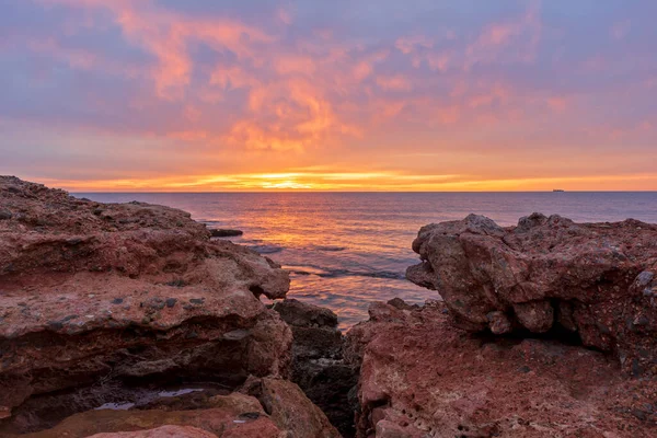 Nascer Sol Praia Oropesa Del Mar Costa Azahar Espanha — Fotografia de Stock