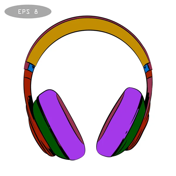 Boceto dibujado a mano de los auriculares 2 violeta — Vector de stock