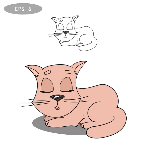 Doodle slaperige kat — Stockvector
