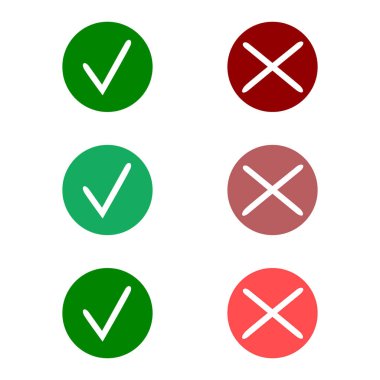 Kene Icon set. Yeşil ve kırmızı renk, vektör c şık onay işareti simgesini ayarla