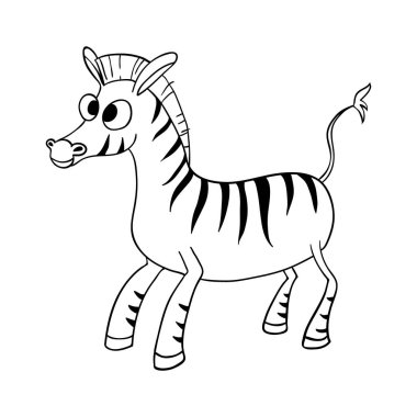sevimli çizgi zebra, kontur, mürekkep