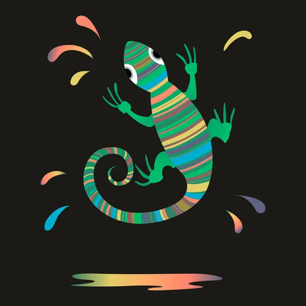 Chameleon, pintura Splash — Vector de stock