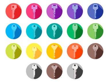Anahtarları ev için vektör ince çizgi düz tasarım Icons set
