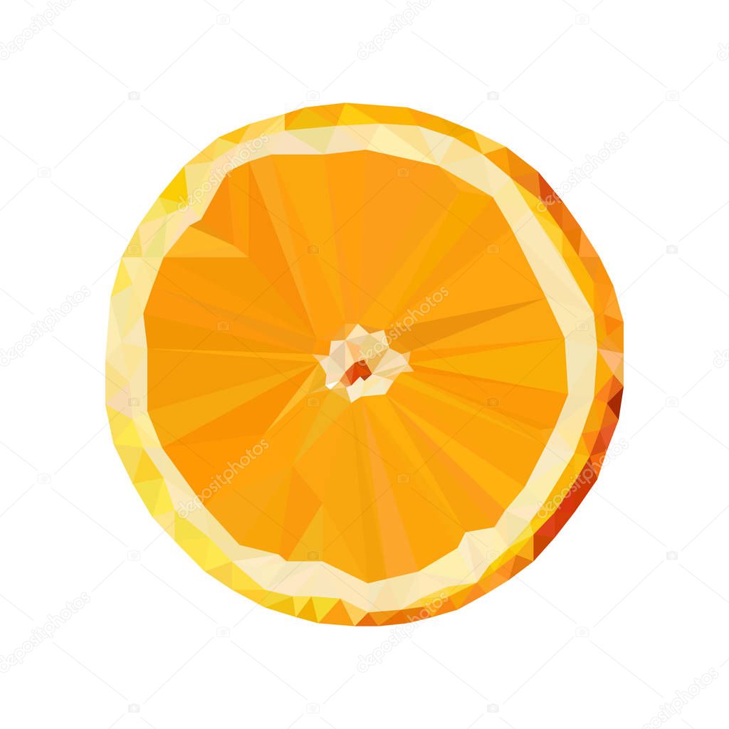 Orange slice low poly. Vector food, Fruit isolated on white background