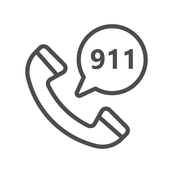 Servicio de llamadas de emergencia llenado icono del contorno, signo de vector de línea, pictograma colorido lineal aislado en blanco. Teléfono y la burbuja del discurso con el número 911 dentro de la burbuja, ilustración del logotipo. Pixel perfecto — Vector de stock