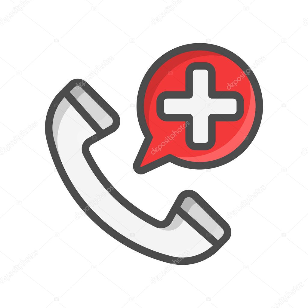 Emergency call filled outline icon, medicine and healthcare, medical support sign vector graphics, a colorful icon on a white background, eps 10