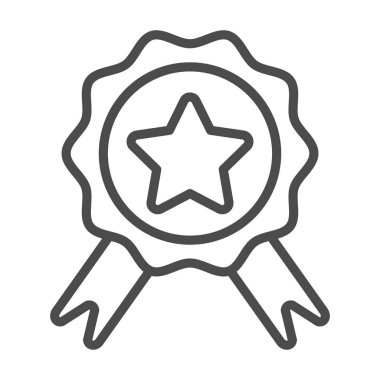 Şeritler satırı simgesi, e ticaret ve Ödülü, kalite işareti vektör grafikleri ile rozet, beyaz bir arka plan üzerinde doğrusal bir desen