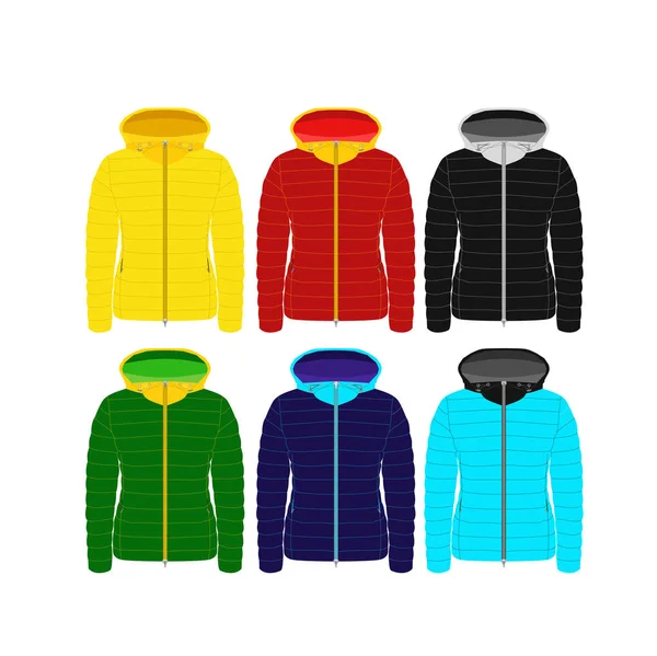 Зимние Куртки Разных Цветов — стоковый вектор