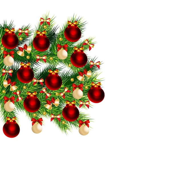 Ramo Árvore Natal Com Brinquedos —  Vetores de Stock