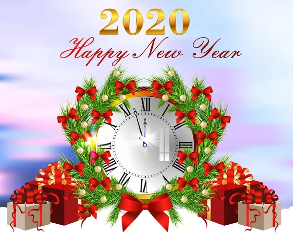 Greating Postcard New Year 2020 — Stock Vector