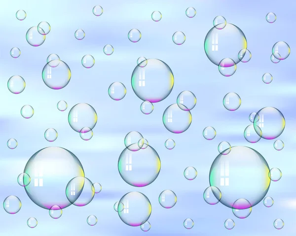 Bulles Savon Sur Fond Bleu — Image vectorielle