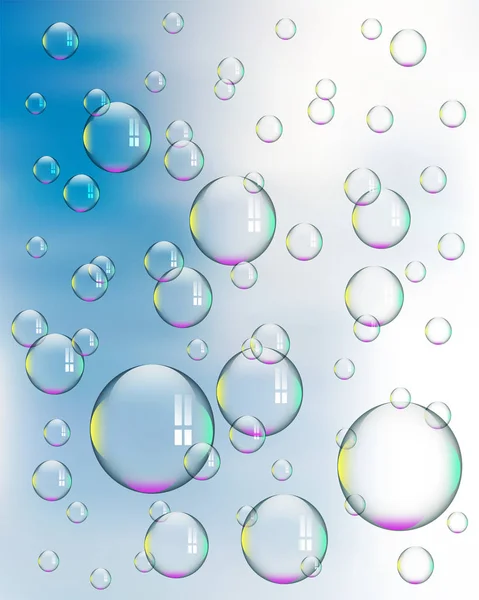 Bulles Savon Sur Fond Bleu — Image vectorielle