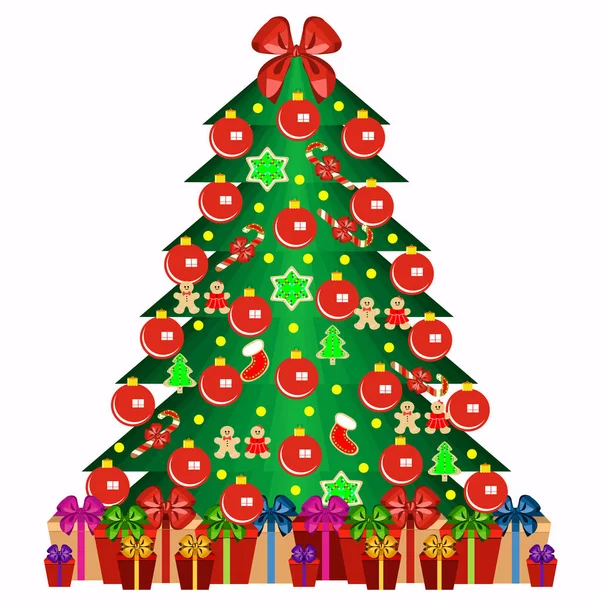 Christmas Tree New Year White Background — Stock Vector