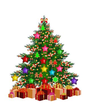 Beyaz arka planda Noel ağacı Yeni yıl