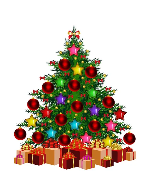 Beyaz Arka Planda Noel Ağacı Yeni Yıl — Stok Vektör