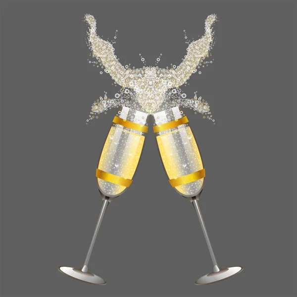 Schizzi Champagne Bicchieri — Vettoriale Stock