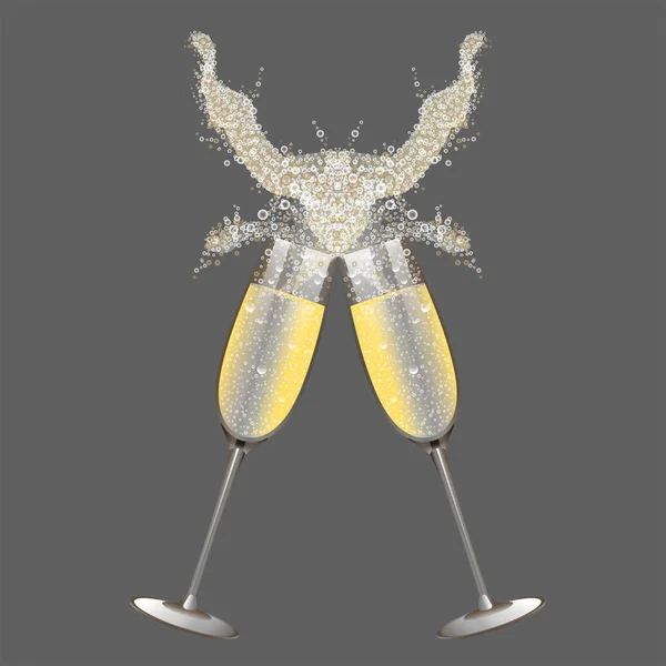 Брызги Шампанского Бокалах — стоковый вектор