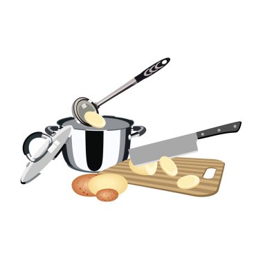 İzole bir tavada kızarmış patates.