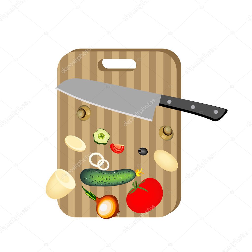 Slicing vegetables on a Board