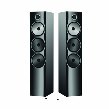 Beyaz arkaplanda müzik hoparlörleri