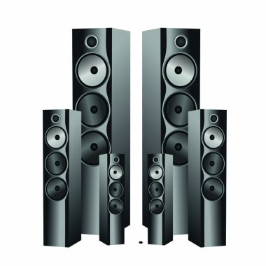 Beyaz arkaplanda müzik hoparlörleri