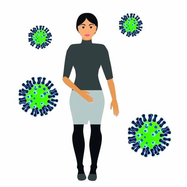 Girl Risk Coronavirus Infection — Stock Vector