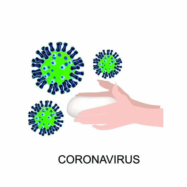 Koronavirus Umyje Ruce Aby Varoval Infikované — Stockový vektor