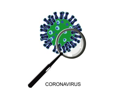 Coronavirus büyüteci virüs üzerinde çalışıyor.