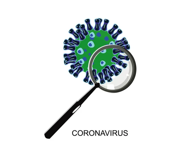 Coronavirusvergrootglas Dat Het Virus Bestudeert — Stockvector