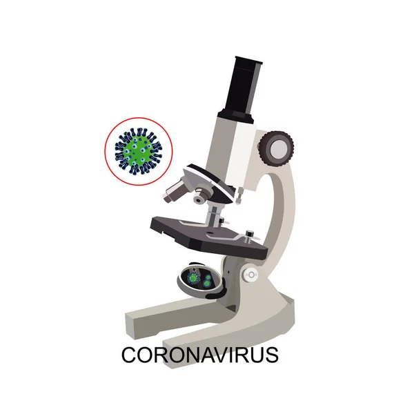 Analisi Del Coronovirus Microscopio — Vettoriale Stock