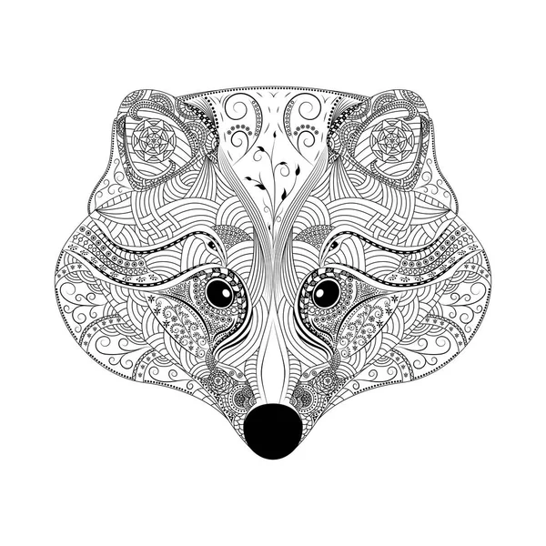 Rakun, Zentangle style, antistress boyama kitabı