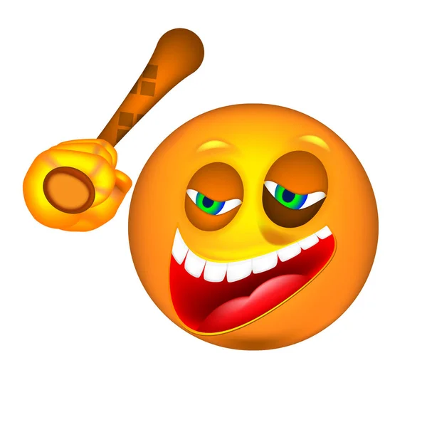 Gülen bir beysbol sopası ile. 3D vektör çizim.