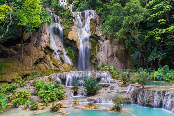 Tat Kuang Si Waterfalls at Luang prabang
