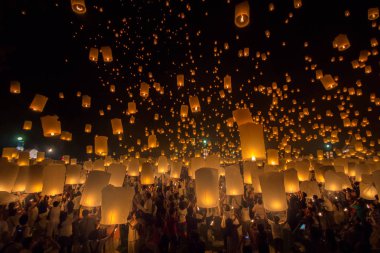Yi Peng,Firework Festival in Chiangmai clipart