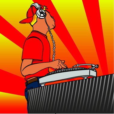 Dj açık bir illüstrasyon iş yerinde konsolunda