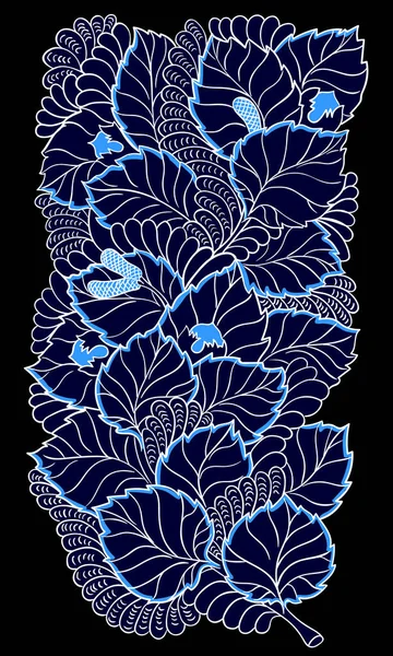 添加的叶子和榛子刻在一个矩形的花卉装饰 — 图库矢量图片