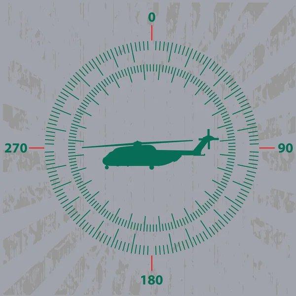 L'hélicoptère au centre de la mesure de la vitesse et de l'altitude des roues — Image vectorielle