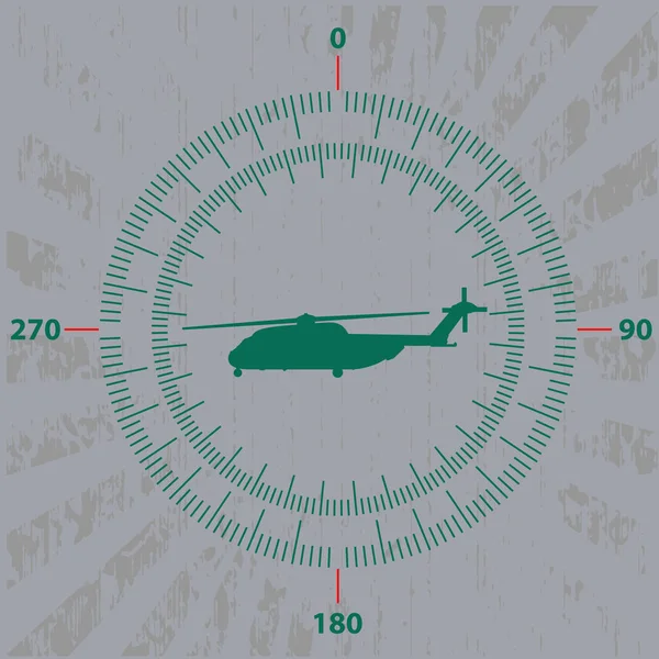 O helicóptero no centro da medição da velocidade da roda e da altitude Ilustração De Stock