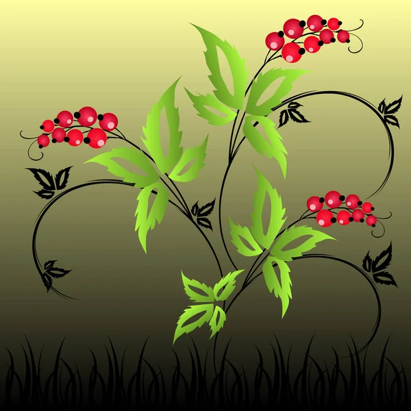 Imprimer groseille rouge sur les branches — Image vectorielle