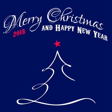 Neşeli Noel ve mutlu yeni yıl hat ve ağaç yıldız