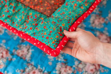 Patchwork yorgan arka plan olarak bir parçası.