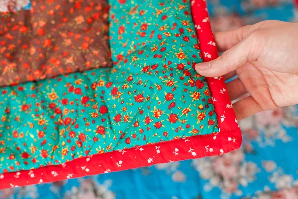 Parte di trapunta patchwork come sfondo . — Foto Stock